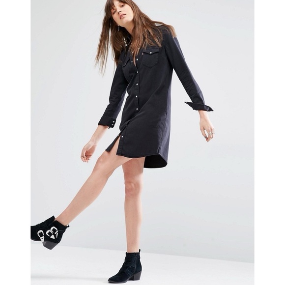 | levi’s • lil’ bit country iconic denim western shirt dress | - Picture 2 of 6